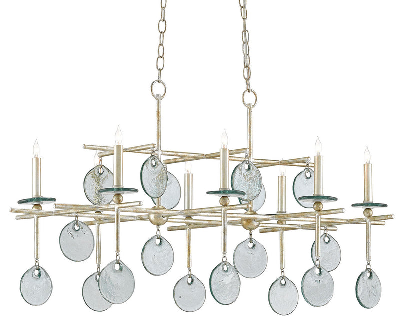 Currey and Company 9000-0060 Eight Light Chandelier, Silver Granello Finish - LightingWellCo