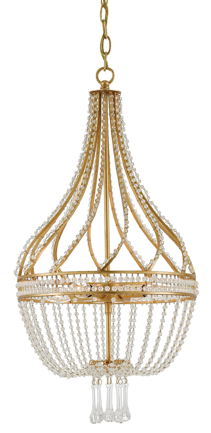 Currey and Company 9000-0061 Four Light Chandelier, Antique Gold Leaf Finish - LightingWellCo