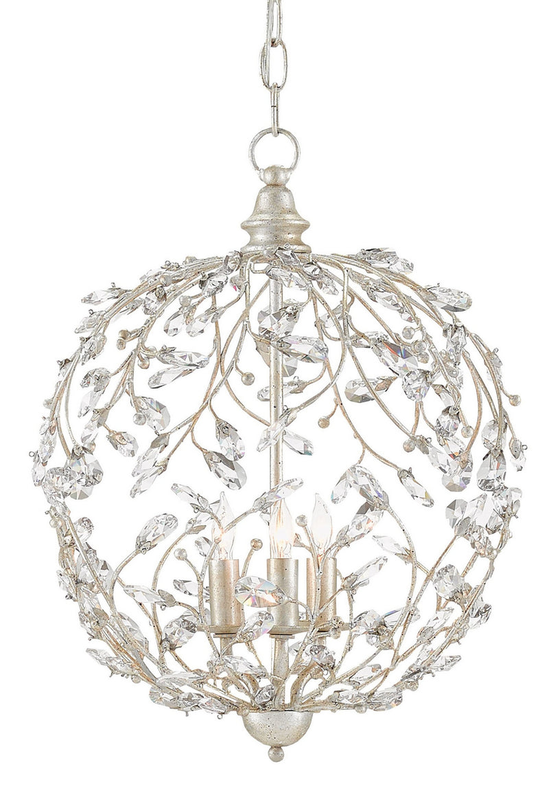 Currey and Company 9000-0076 Three Light Chandelier, Silver Granello Finish - LightingWellCo