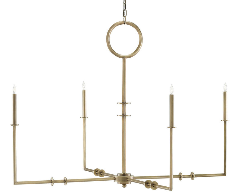 Currey and Company 9000-0085 Four Light Chandelier, Antique Brass Finish - LightingWellCo