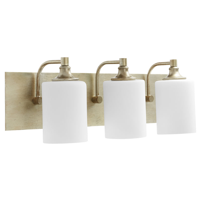 Quorum 5009-3-60 Three Light Vanity, Aged Silver Leaf Finish - LightingWellCo