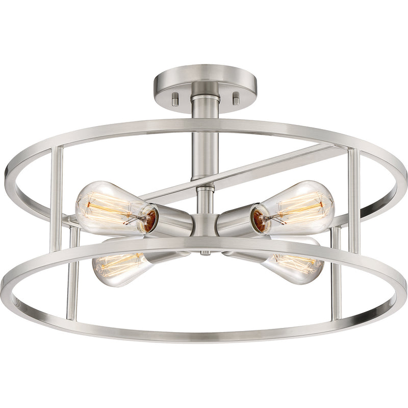 Quoizel NHR1718BN Four Light Semi-Flush Mount, Brushed Nickel Finish - LightingWellCo