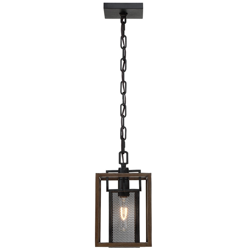 Varaluz 285M01DOBL One Light Mini Pendant, Dark Oak/Black Finish - LightingWellCo