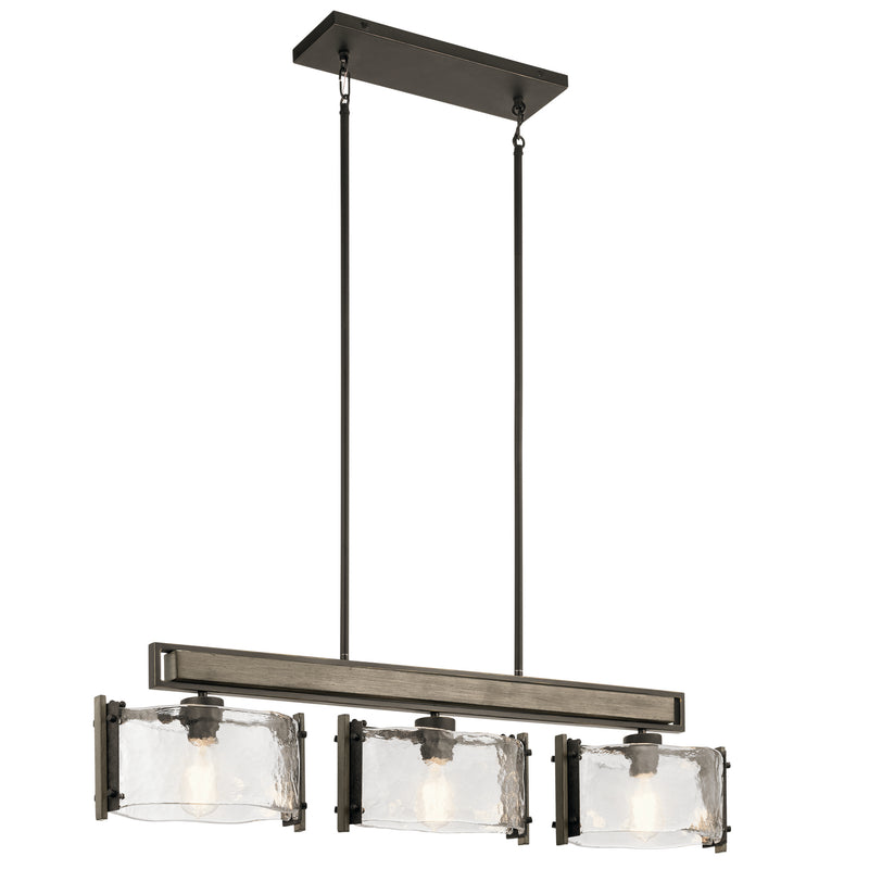 Kichler 43896OZ Three Light Linear Chandelier, Olde Bronze Finish - LightingWellCo