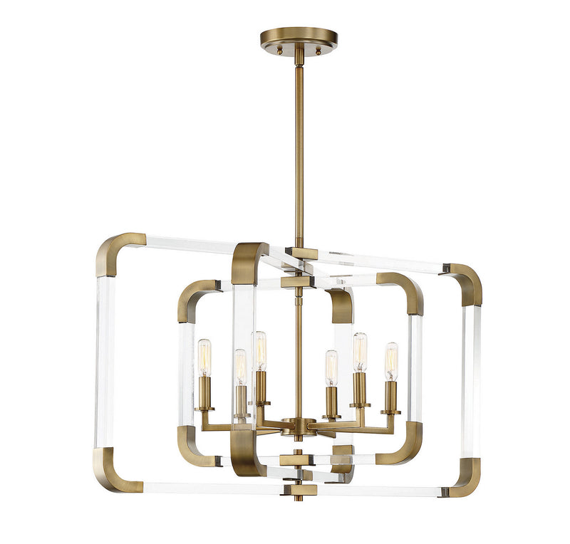 Savoy House Rotterdam 7-1660-6-322 Six Light Pendant, Warm Brass Finish - LightingWellCo