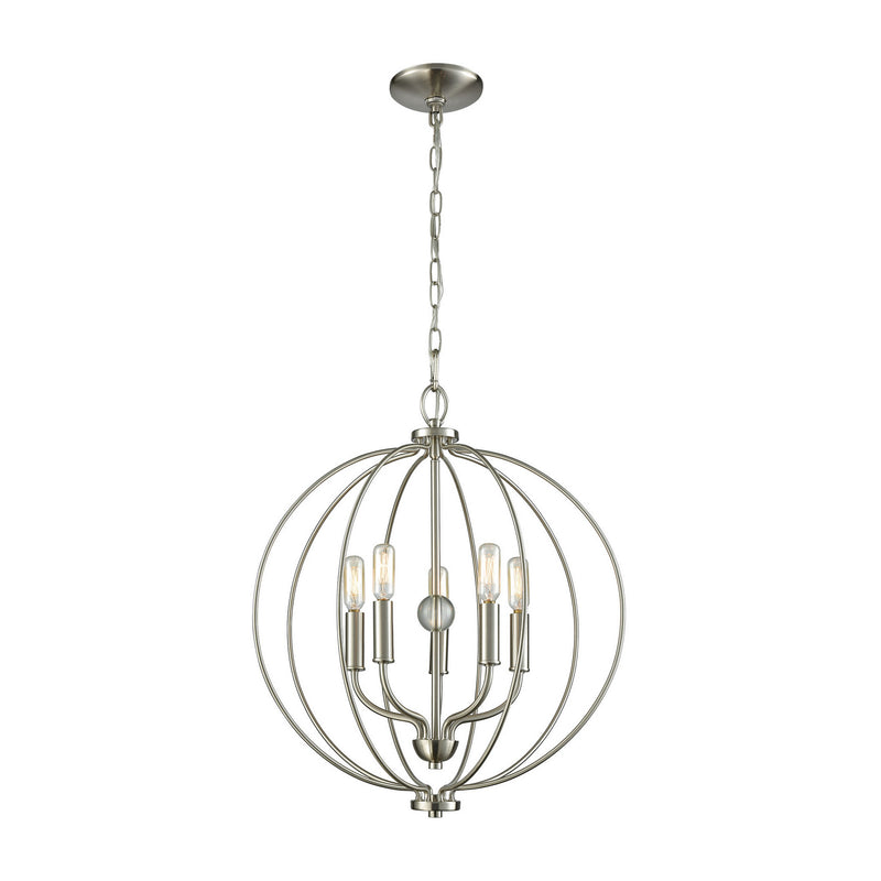 ELK Home CN15752 Five Light Chandelier, Brushed Nickel Finish - At LightingWellCo