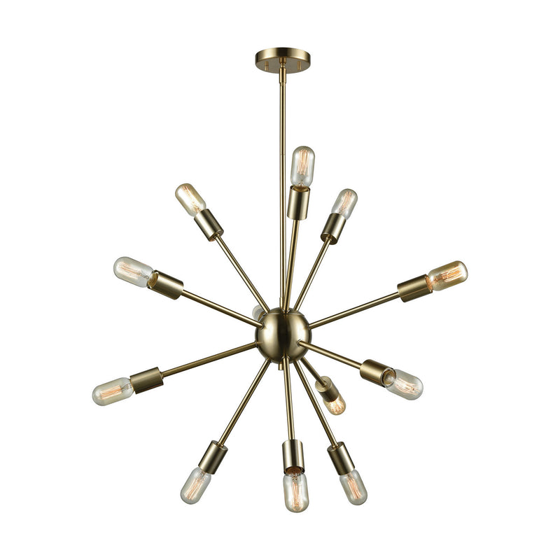 ELK Home 46244/12 12 Light Chandelier, Satin Brass Finish - At LightingWellCo