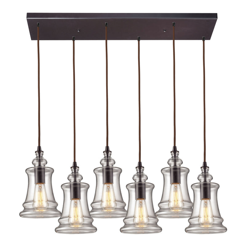 ELK Home 60042-6RC Six Light Pendant, Oiled Bronze Finish-LightingWellCo