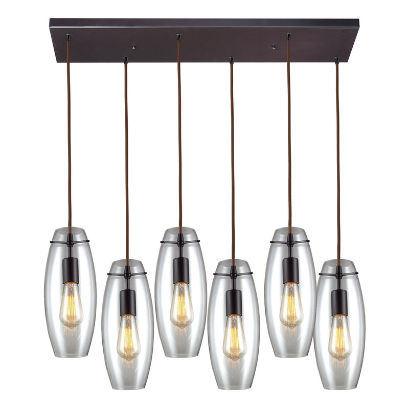 ELK Home 60044-6RC Six Light Pendant, Oiled Bronze Finish-LightingWellCo