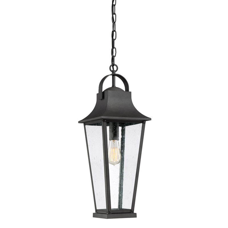 Quoizel GLV1908MB One Light Outdoor Hanging Lantern, Mottled Black Finish - LightingWellCo