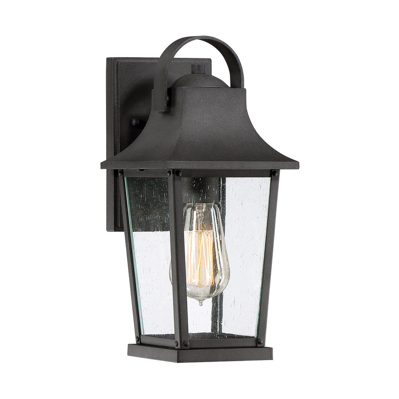 Quoizel GLV8406MB One Light Outdoor Wall Lantern, Mottled Black Finish - LightingWellCo