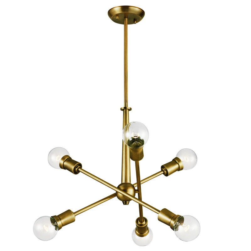 Kichler 43095NBR Six Light Chandelier, Natural Brass Finish - LightingWellCo