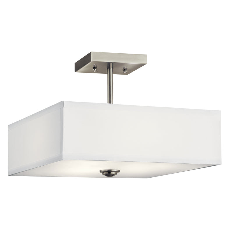 Kichler 43691NI Three Light Semi Flush Mount, Brushed Nickel Finish - LightingWellCo