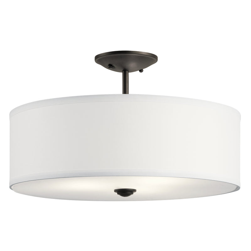 Kichler 43692OZ Three Light Semi Flush Mount, Olde Bronze Finish - LightingWellCo