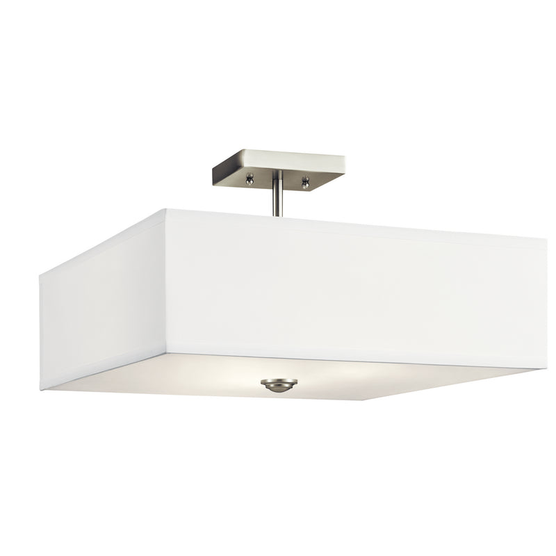 Kichler 43693NI Three Light Semi Flush Mount, Brushed Nickel Finish - LightingWellCo