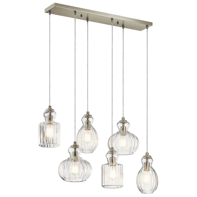 Kichler 43950NI Six Light Linear Chandelier, Brushed Nickel Finish - LightingWellCo