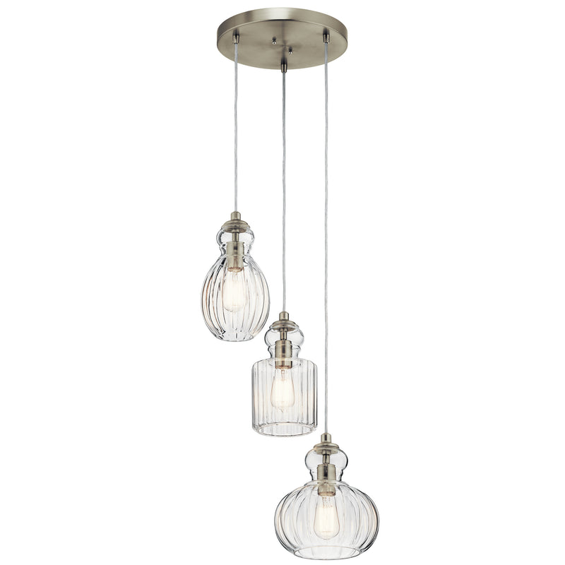 Kichler 43952NI Three Light Pendant, Brushed Nickel Finish - LightingWellCo