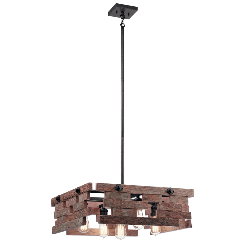 Kichler 44228AVI Five Light Pendant, Anvil Iron Finish - LightingWellCo