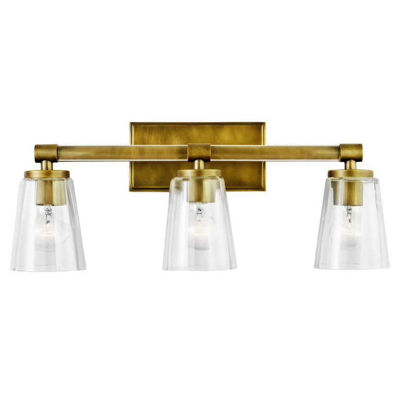 Kichler 45868NBR Three Light Bath, Natural Brass Finish - LightingWellCo