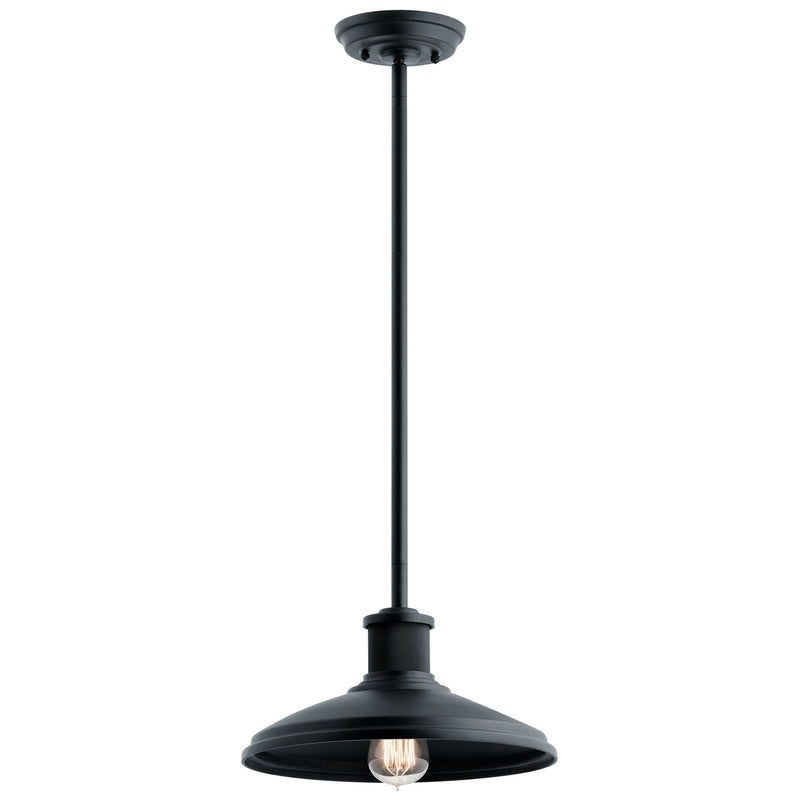 Kichler 49982BKT One Light Outdoor Pendant/Semi Flush Mount, Textured Black Finish - LightingWellCo