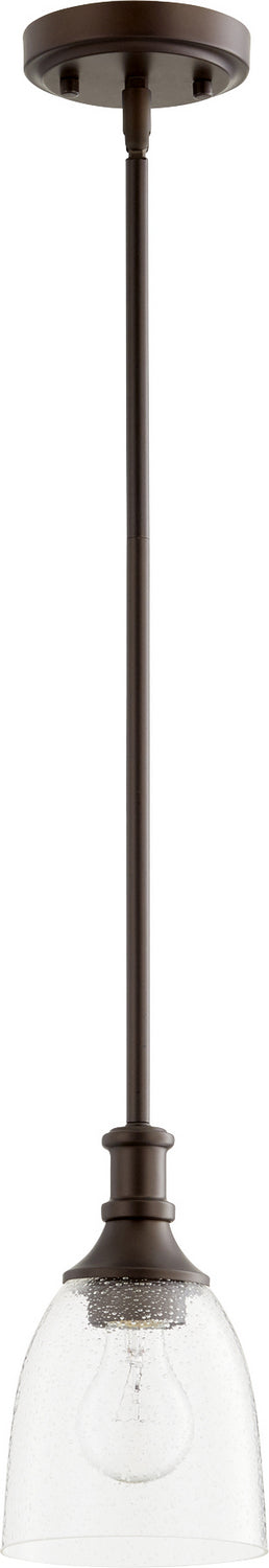 Quorum 3811-186 One Light Pendant, Oiled Bronze w/ Clear/Seeded Finish - LightingWellCo