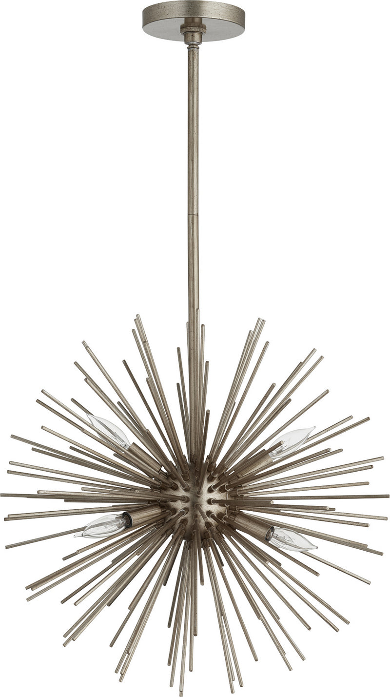 Quorum 600-6-60 Six Light Pendant, Aged Silver Leaf Finish - LightingWellCo