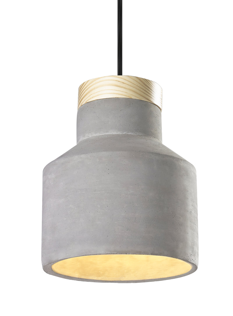 Matteo Lighting C53207CR One Light Pendant, Concrete & Pine Finish - LightingWellCo