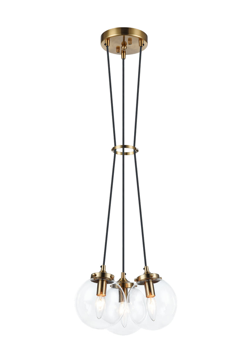 Matteo Lighting C63003AGCL Three Light Chandelier, Aged Gold Brass Finish - LightingWellCo