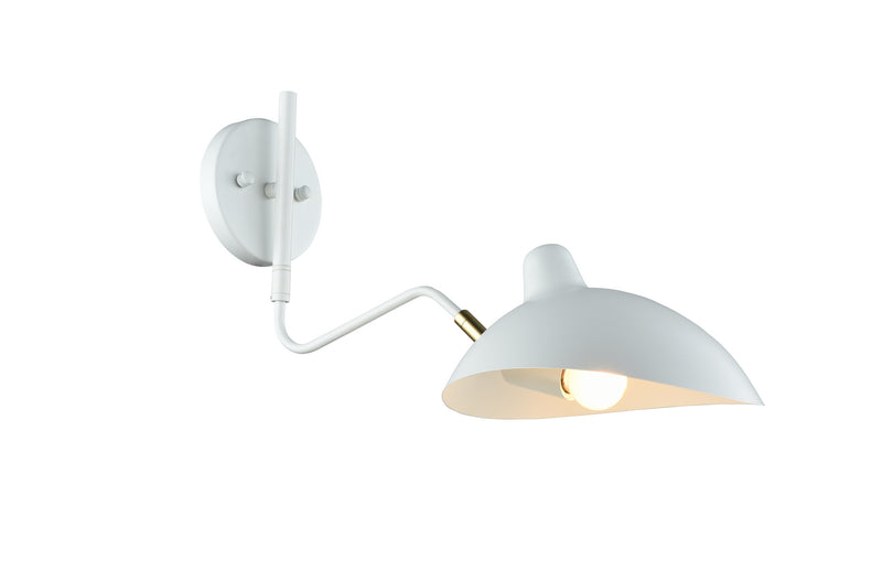 Matteo Lighting W57901WH One Light Wall Sconce, White & Brushed Gold Finish - LightingWellCo