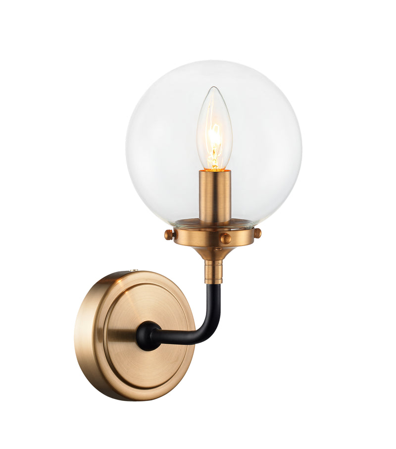 Matteo Lighting W58201AGCL One Light Wall Sconce, Aged Gold Brass Finish - LightingWellCo