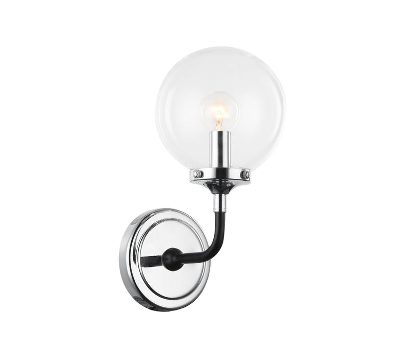 Matteo Lighting W58201CHCL One Light Wall Sconce, Black & Chrome Finish - LightingWellCo