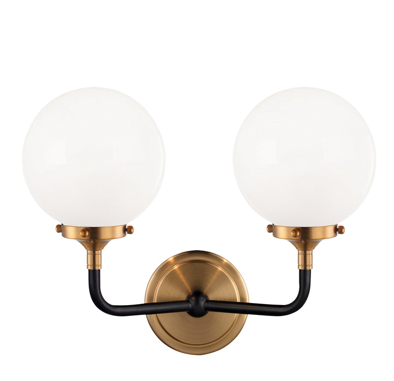 Matteo Lighting W58202AGOP Two Light Wall Sconce, Aged Gold Brass Finish - LightingWellCo