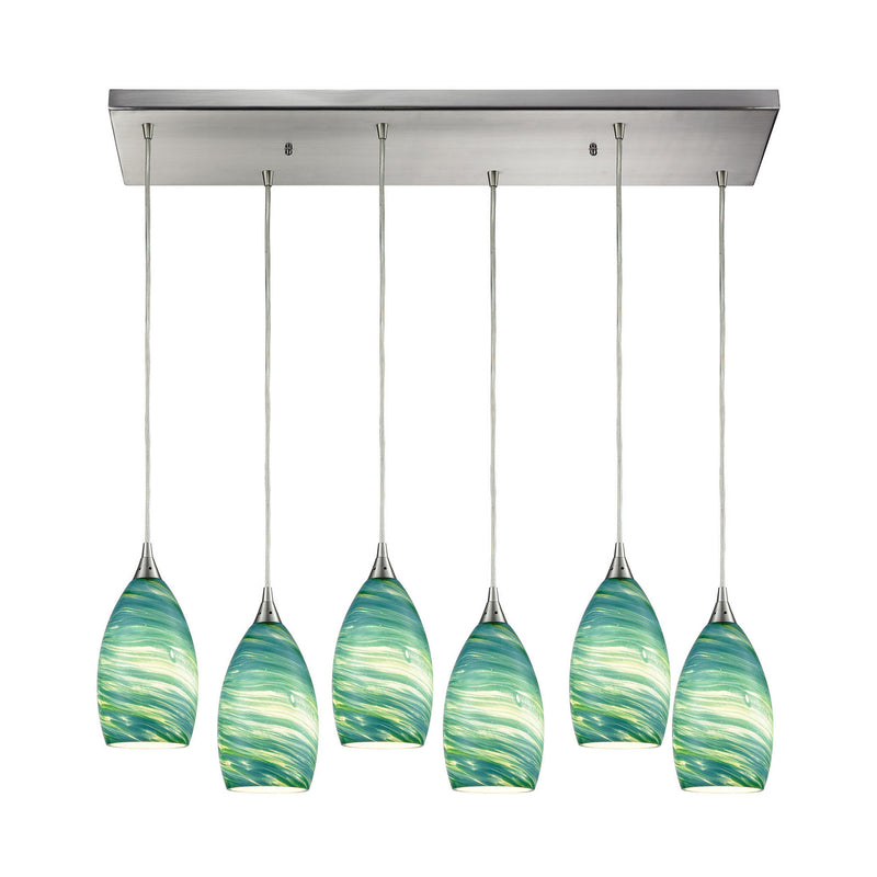 ELK Home 10650/6RC Six Light Pendant, Satin Nickel Finish-LightingWellCo
