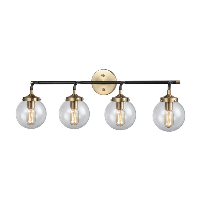 ELK Home 14429/4 Four Light Vanity, Matte Black, Antique Gold, Antique Gold Finish - At LightingWellCo