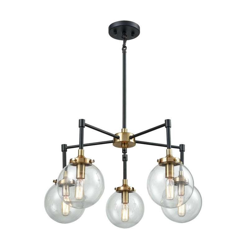 ELK Home 14437/5 Five Light Chandelier, Matte Black, Antique Gold, Antique Gold Finish - At LightingWellCo