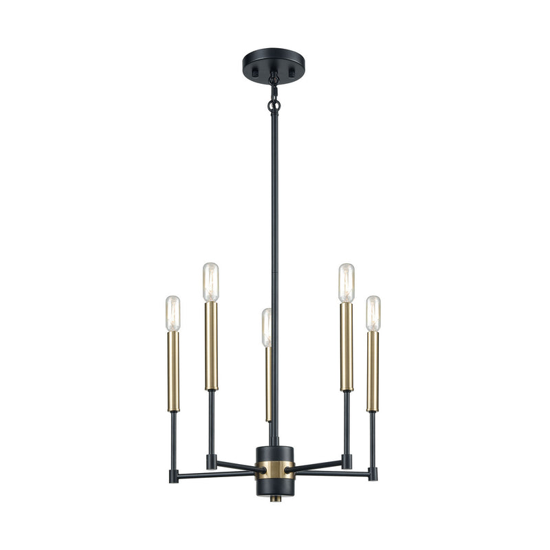 ELK Home 15276/5 Five Light Chandelier, Matte Black, Satin Brass, Satin Brass Finish - At LightingWellCo