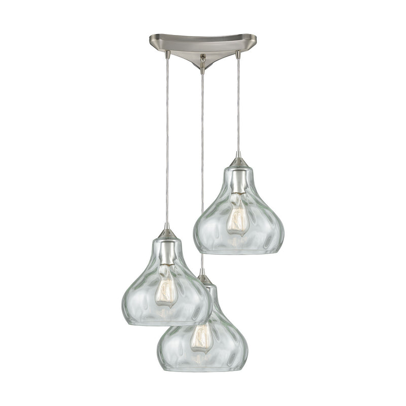 ELK Home 25100/3 Three Light Pendant, Satin Nickel Finish - At LightingWellCo