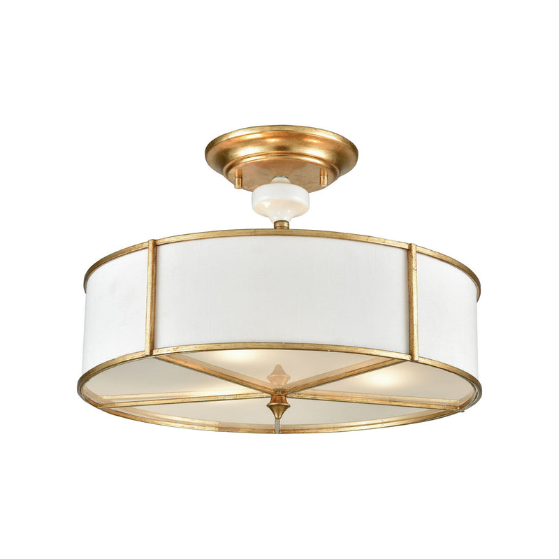 ELK Home 33052/3 Three Light Semi Flush Mount, Antique Gold Leaf Finish - At LightingWellCo