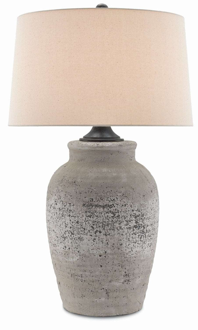 Currey and Company 6000-0149 One Light Table Lamp, Rustic Gray/Aged Black Finish - LightingWellCo