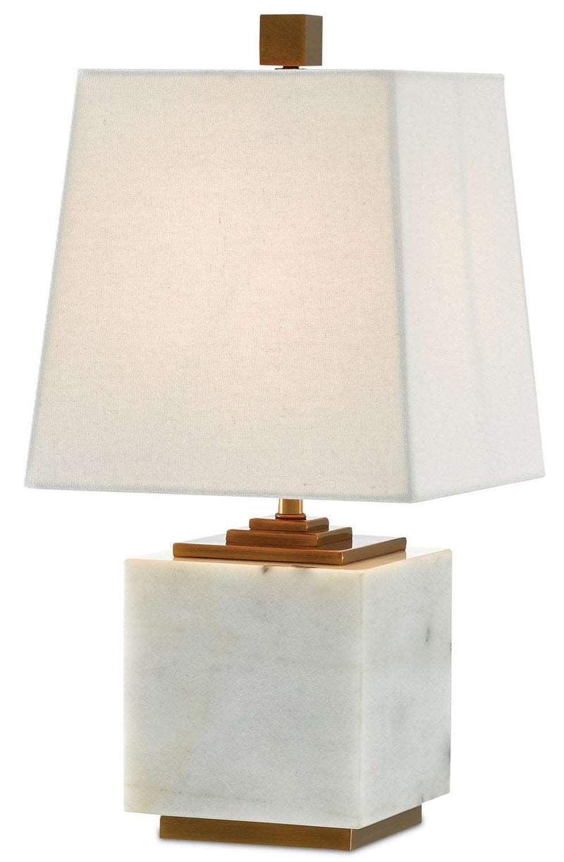 Currey and Company 6000-0215 One Light Table Lamp, White/Antique Brass Finish - LightingWellCo