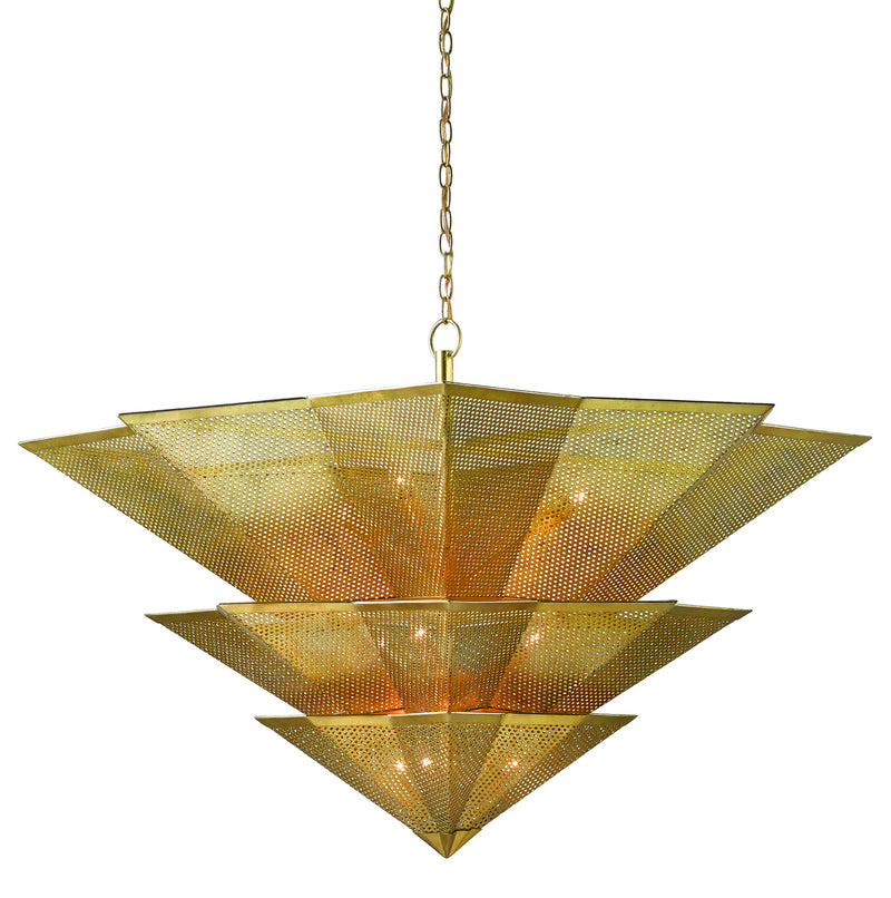 Currey and Company 9000-0359 Nine Light Chandelier, Antique Gold Leaf Finish - LightingWellCo