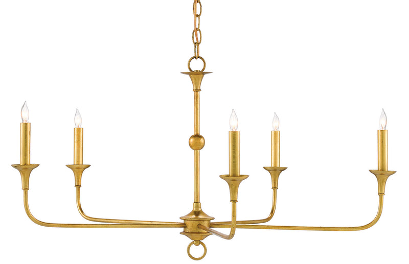 Currey and Company 9000-0369 Five Light Chandelier, Contemporary Gold Leaf Finish - LightingWellCo