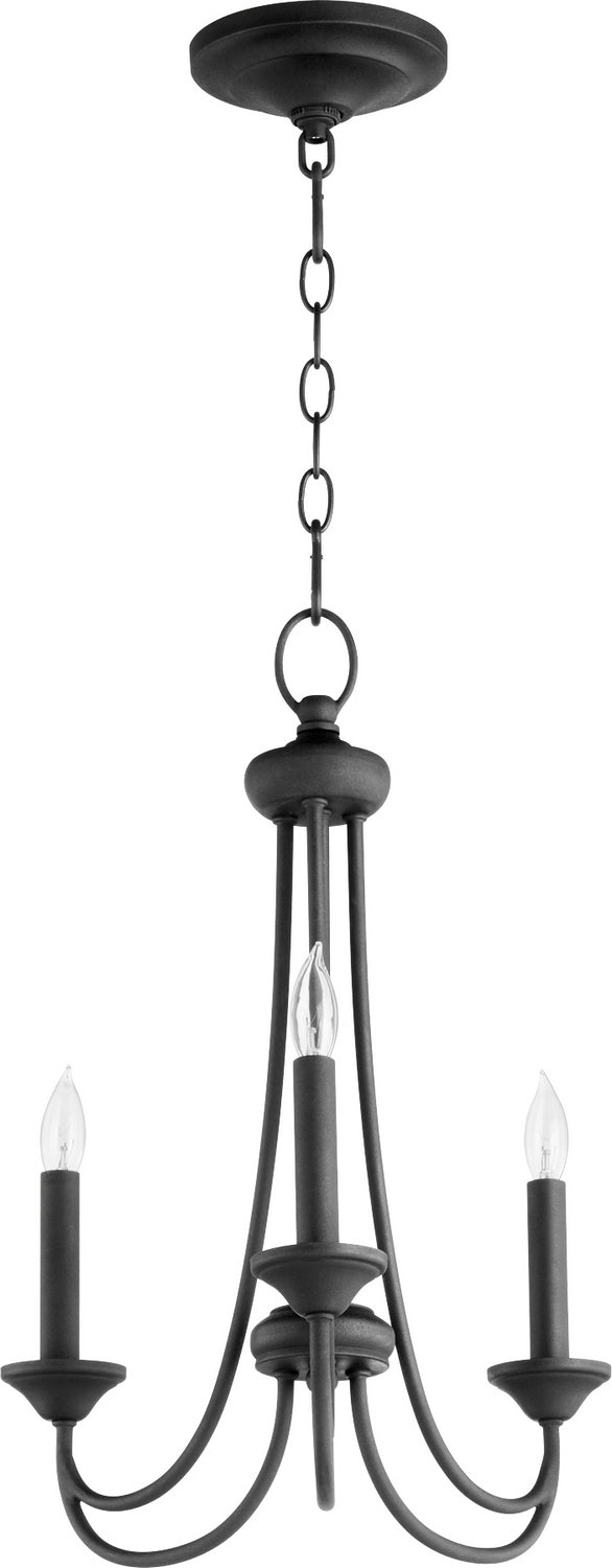 Quorum 6250-3-69 Three Light Chandelier, Black Finish - LightingWellCo