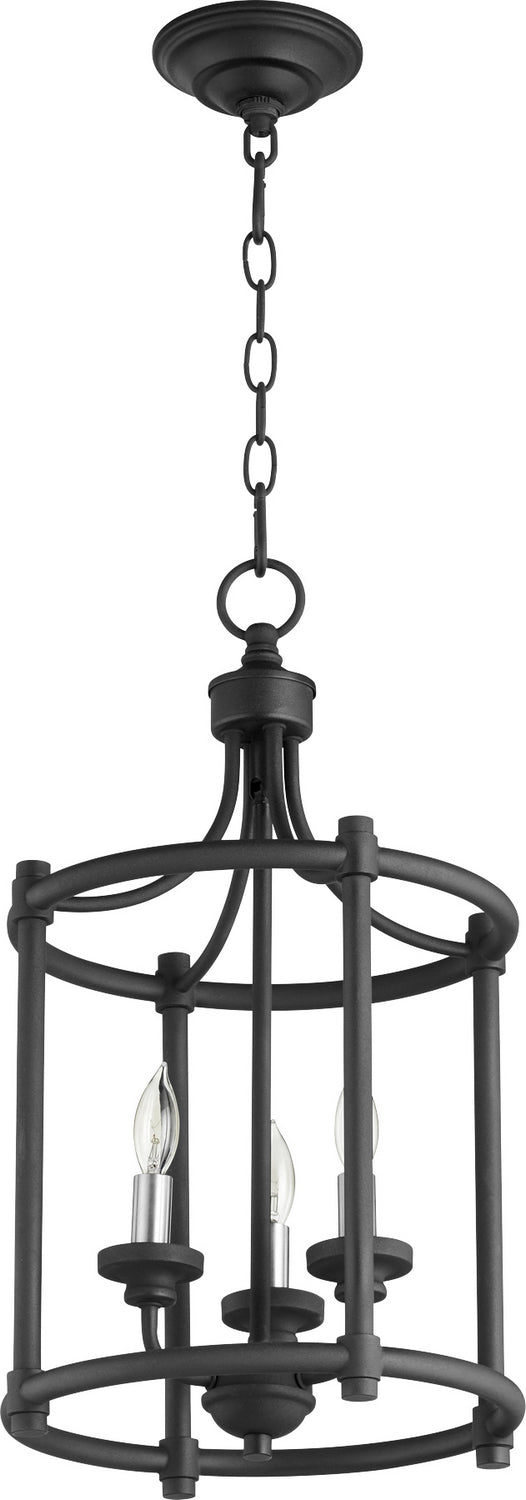 Quorum 6922-3-69 Three Light Entry Pendant, Black Finish - LightingWellCo