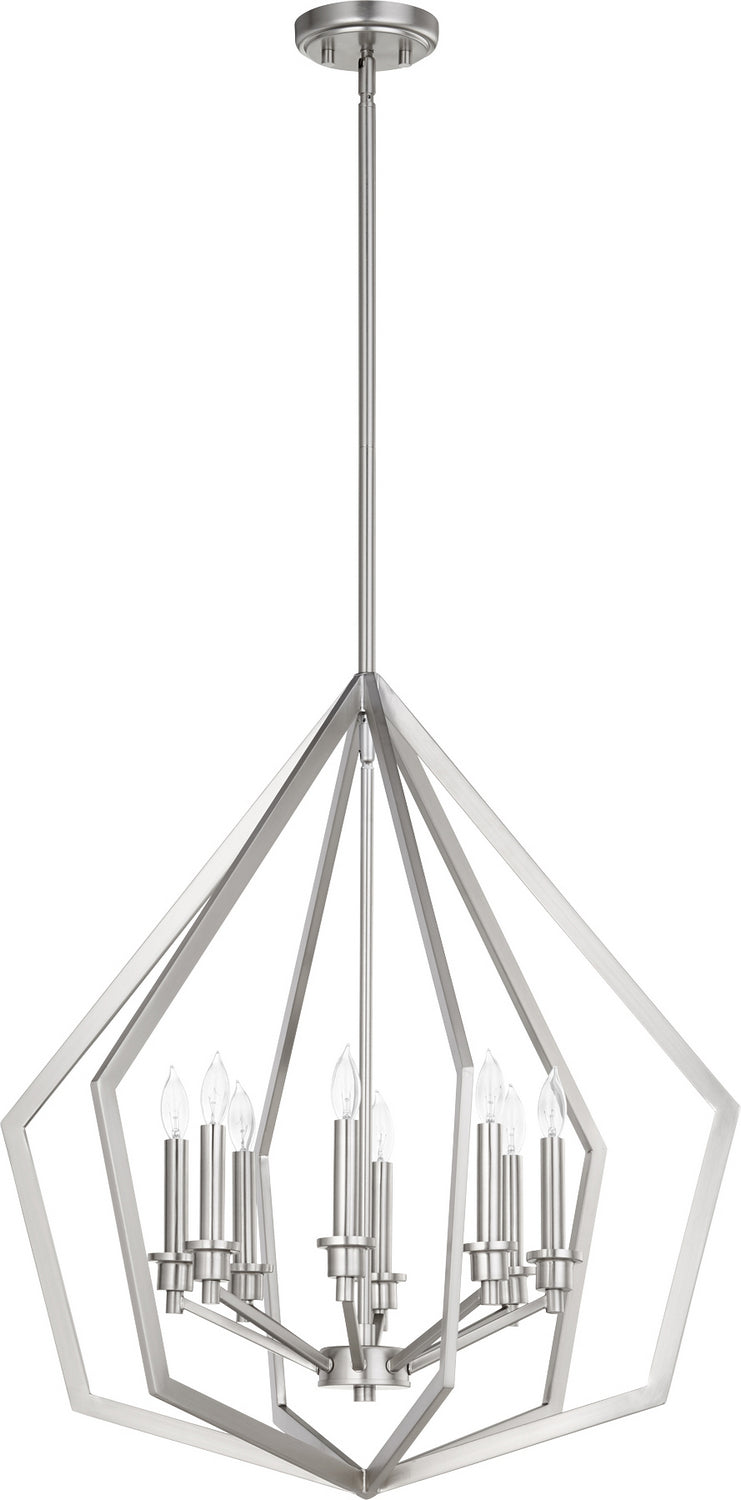 Quorum 699-8-65 Eight Light Pendant, Satin Nickel Finish - LightingWellCo