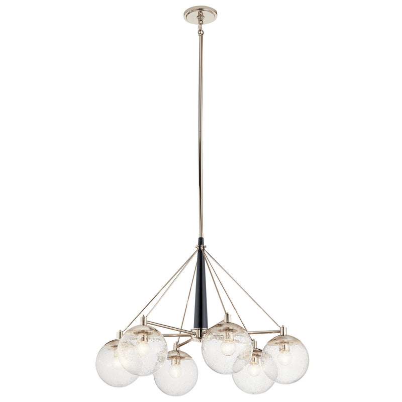 Kichler 44269PN Six Light Chandelier, Polished Nickel Finish - LightingWellCo