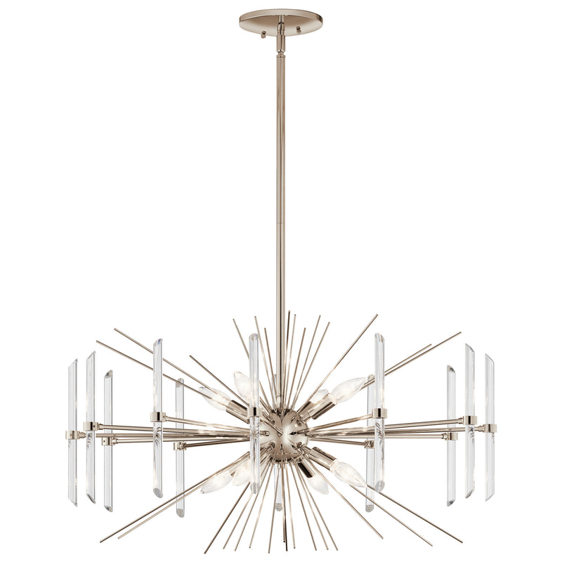 Kichler 44276PN Eight Light Chandelier, Polished Nickel Finish - LightingWellCo