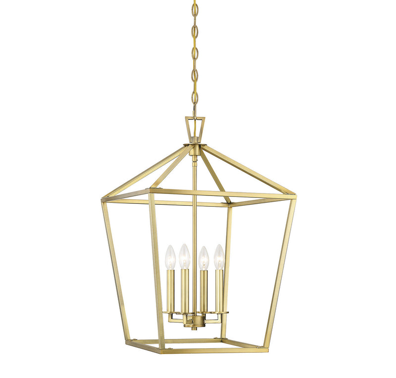 Savoy House 3-321-4-322 Four Light Foyer Pendant, Warm Brass Finish LightingWellCo