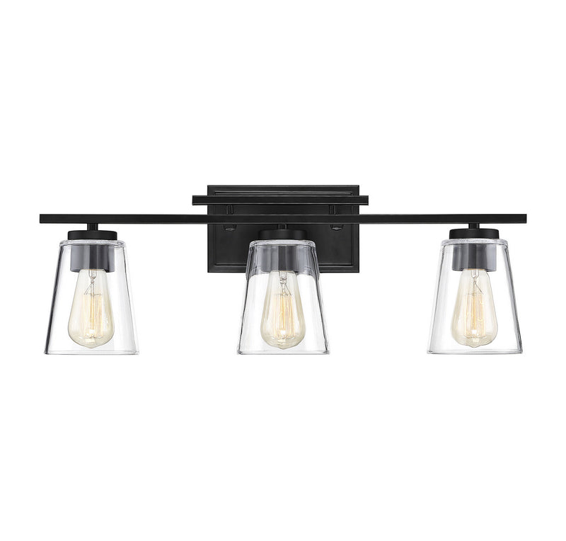 Savoy House Calhoun 8-1020-3-BK Three Light Bath Bar, Black Finish - LightingWellCo