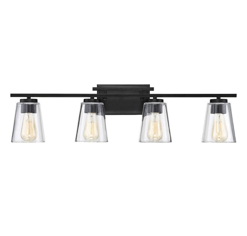 Savoy House Calhoun 8-1020-4-BK Four Light Bath Bar, Black Finish - LightingWellCo